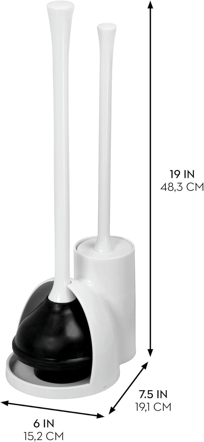 iDesign Toilet Brush Plunger Set - 2 Piece White