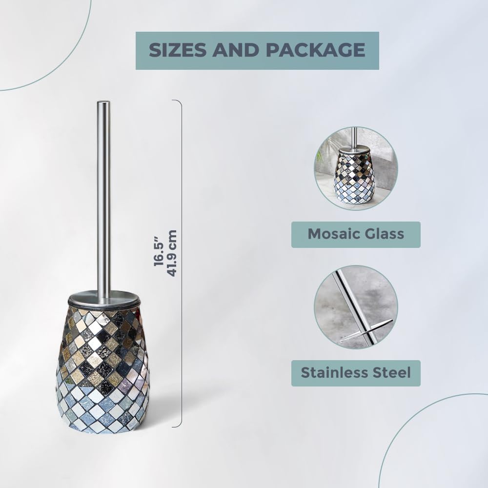 Modern Toilet Brush and Holder Set Black Gold 1