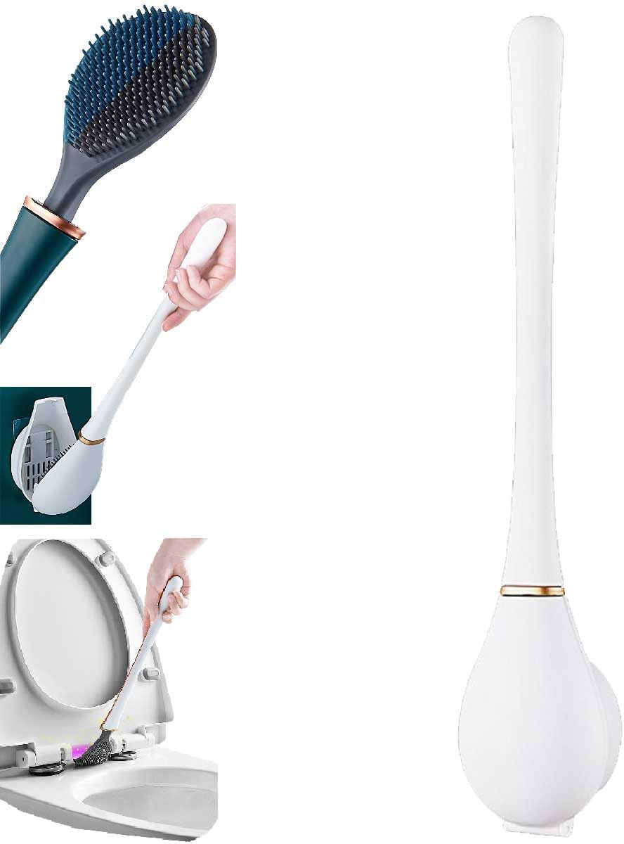 Flexible Silicone Toilet Brush with Wall Mounted Holder