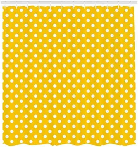 Ambesonne Polka Dots Shower Curtain with Hooks Yellow White 69 x 75