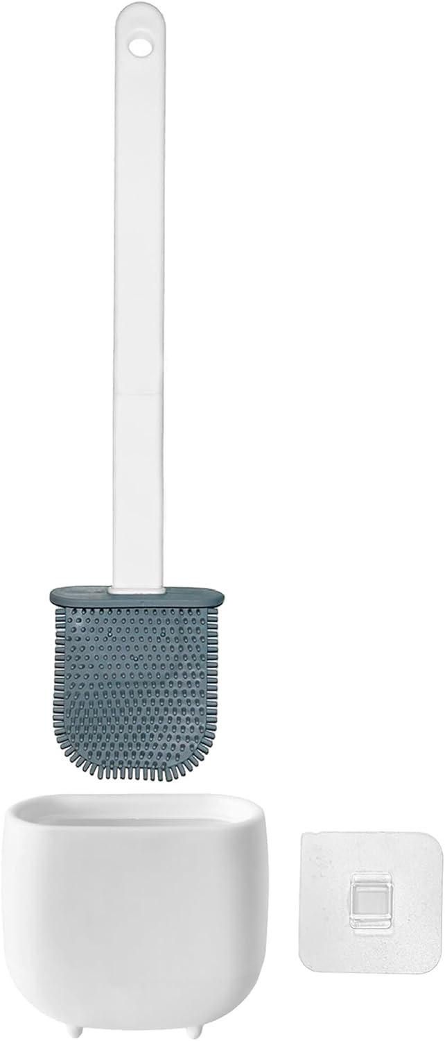 WELL HOME Toilet Brush and Holder White 360 Deep Cleaning