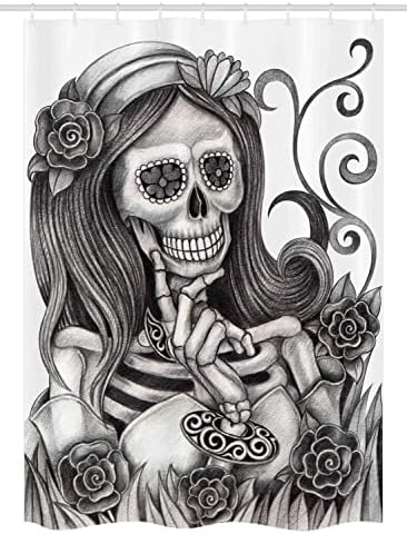 Ambesonne Skull Stall Shower Curtain Set with Hooks