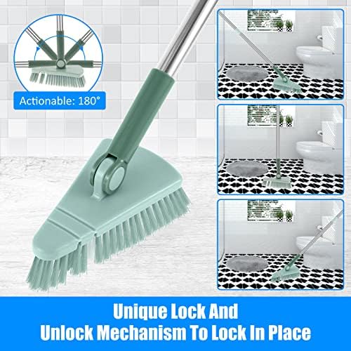 SAEHAEYEE Triangle Shower Floor Brush with Flexible Head and Long Handle