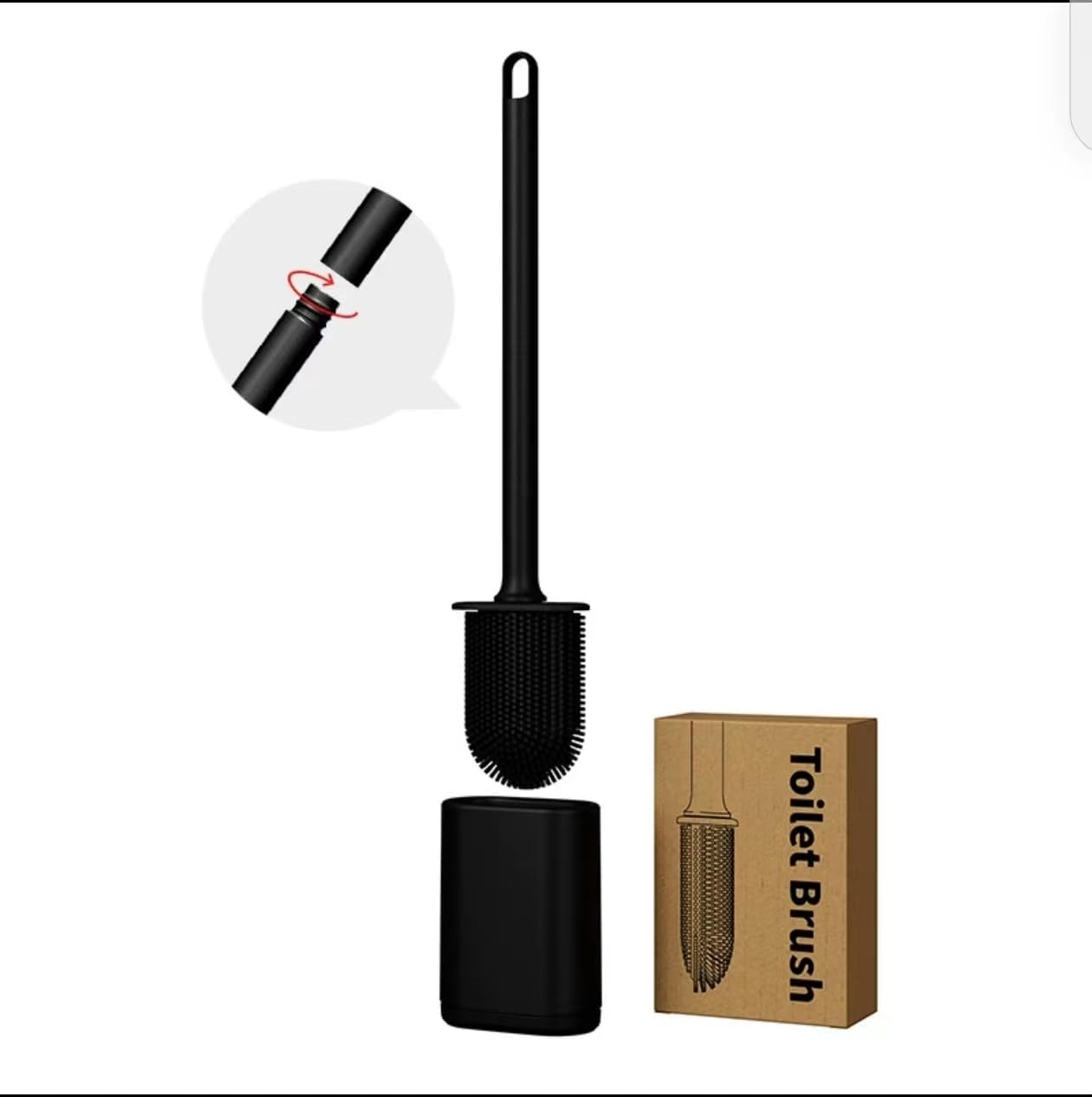 HEYPAL Toilet Brush and Holder Set with Silicone Head and Wall Mount