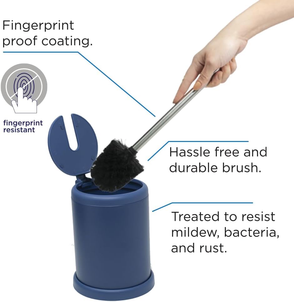 Toilet Bowl Cleaning Brush with Self-Closing Lid and Stainless-Steel Holder