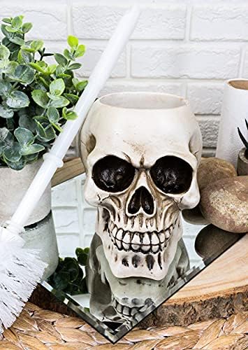 Ebros Gift Ossuary Skull Toilet Brush Set 1