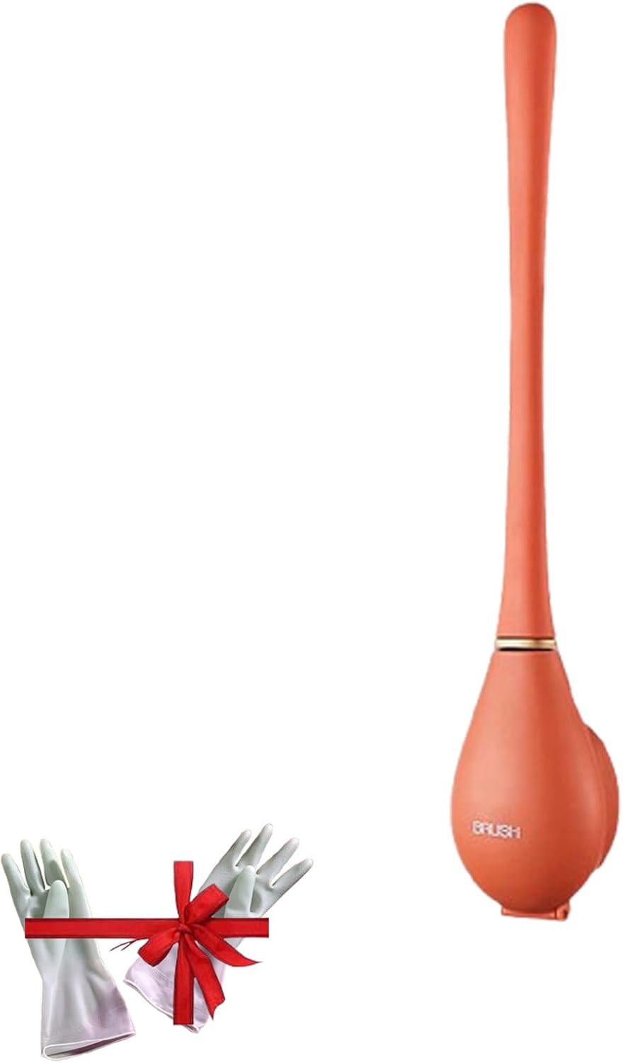 Modern Flexible Toilet Brush with Wall Mount Holder Orange