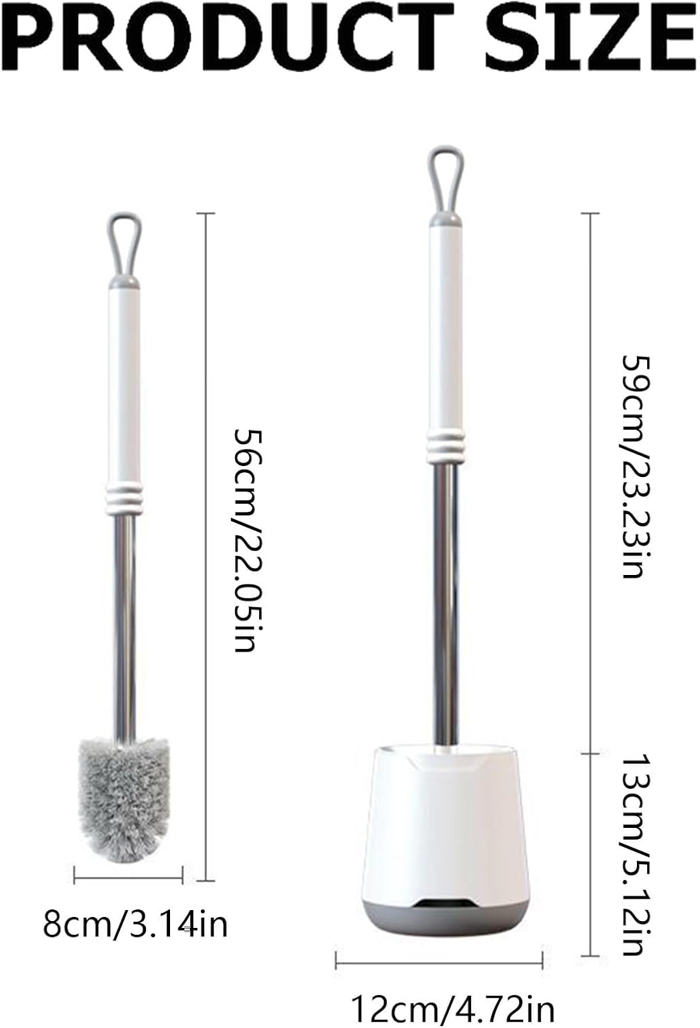 Toilet Brush with Covered Holder and Durable Bristles
