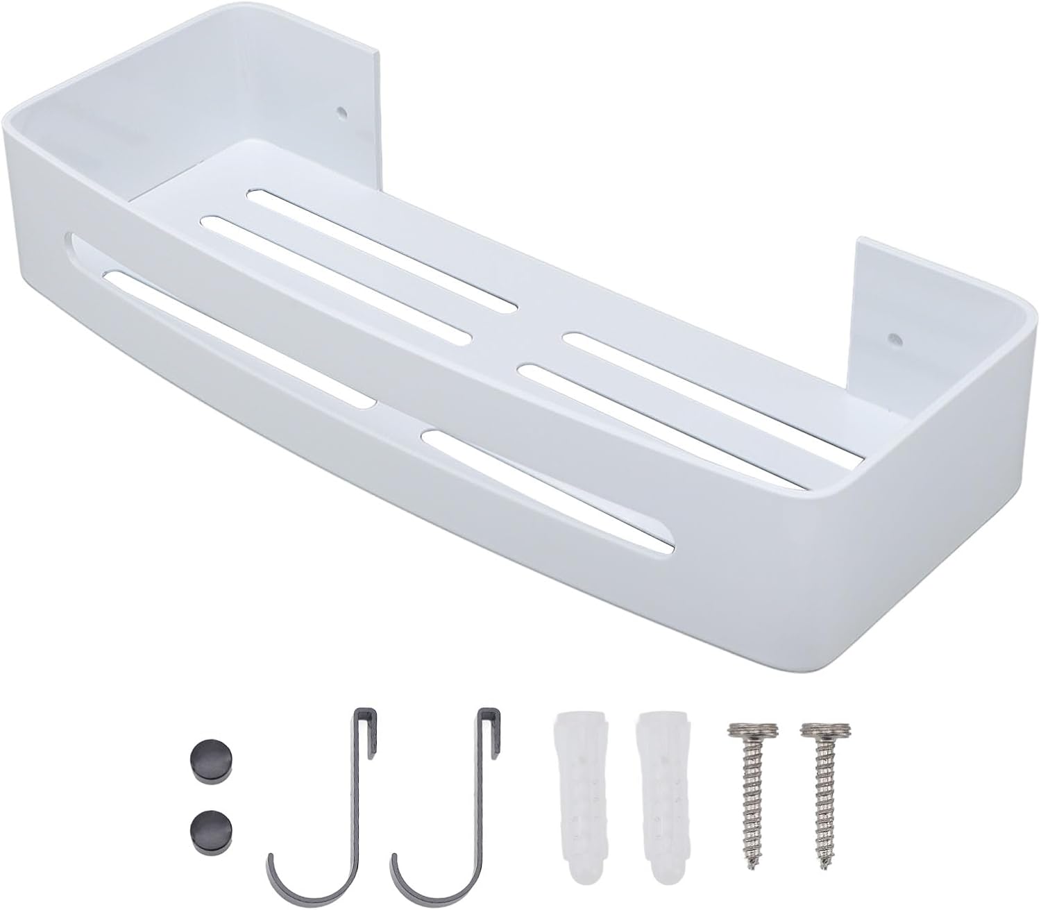 Pssopp Bathroom Wall Mounted Shelf Space Aluminum Shower Rack White