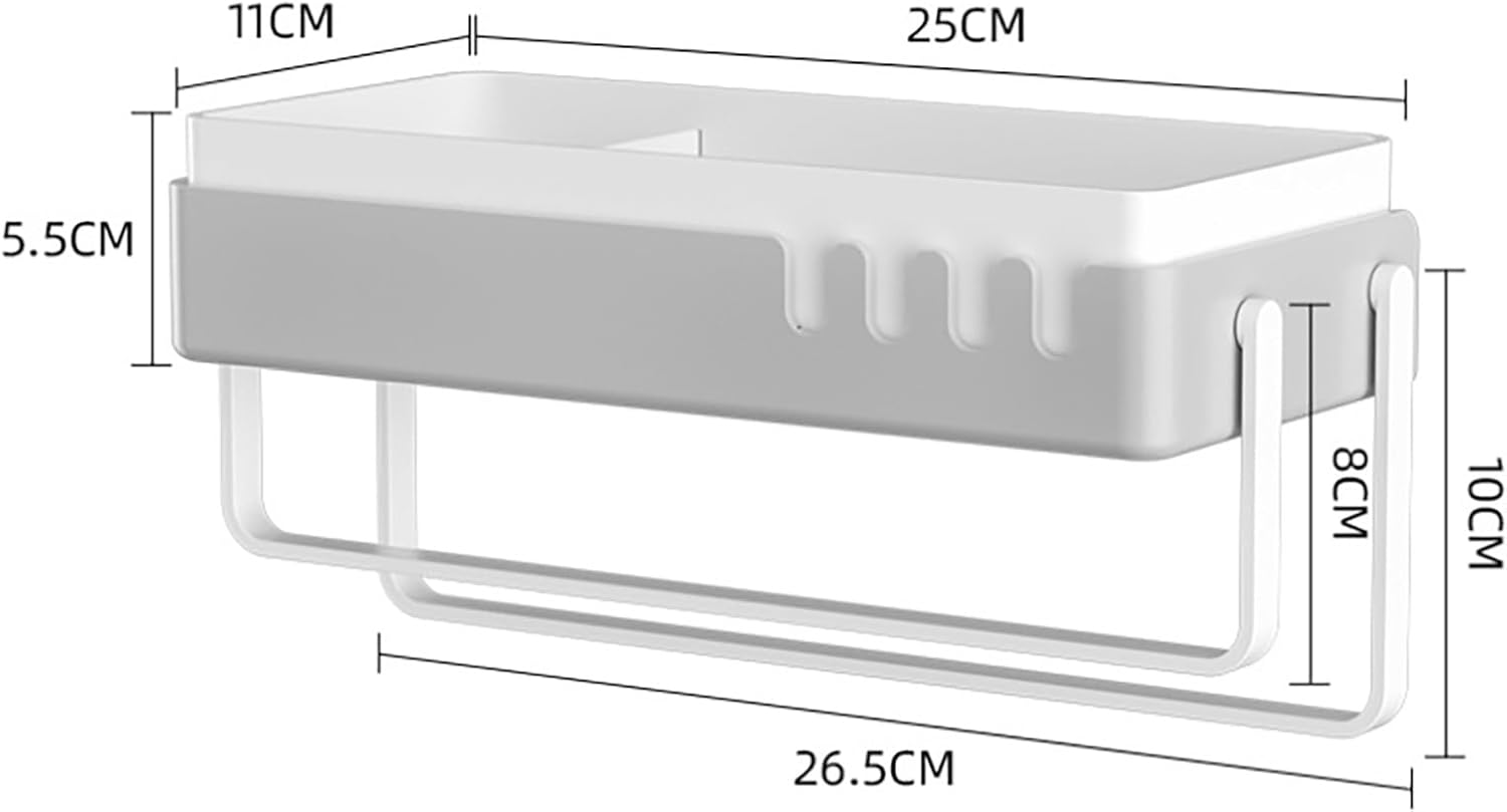 Bathroom Wall Organizer No Drilling Adjustable Hooks Racks