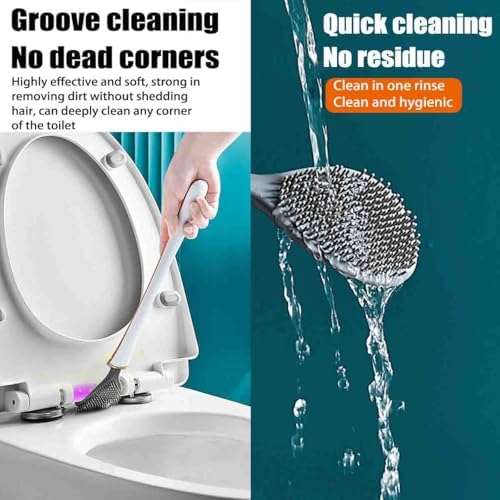 Flexible Silicone Toilet Brush with Wall Mounted Holder