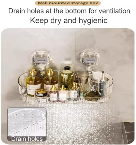 No-Drill Suction Cup Shower Caddy Organizer - Transparent White