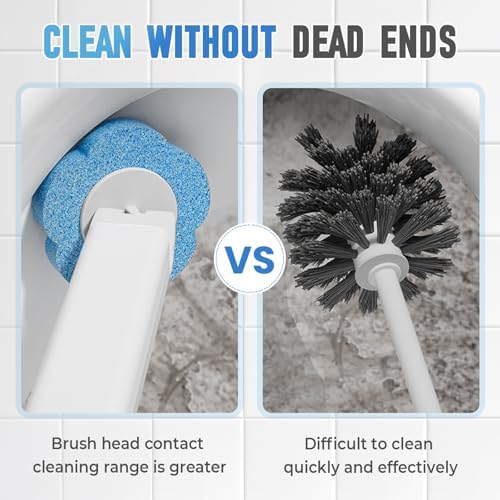 YAUNJI Disposable Toilet Brush with Holder and Refill Pads 6 Pack Yellow
