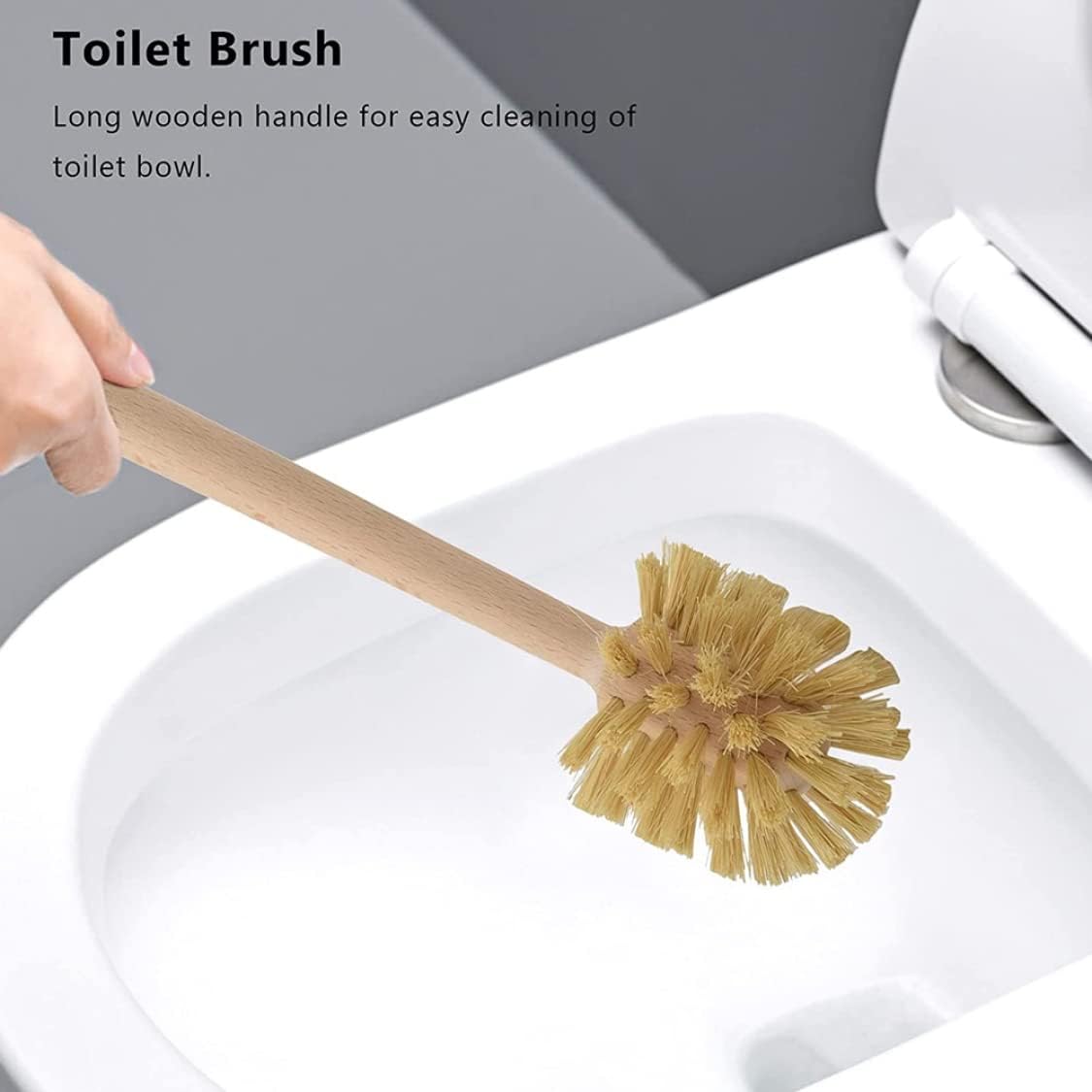 Eioflia Wood Toilet Brush 2PCS 14x3in Non Slip