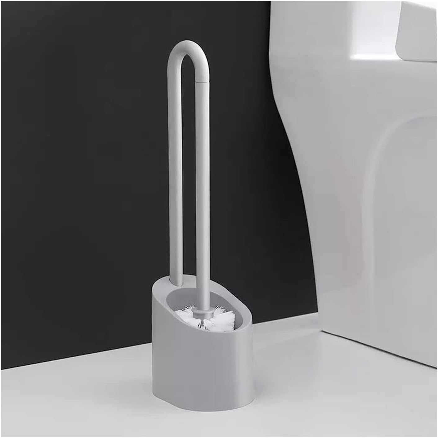 Portable Floating Toilet Brush with Holder - White