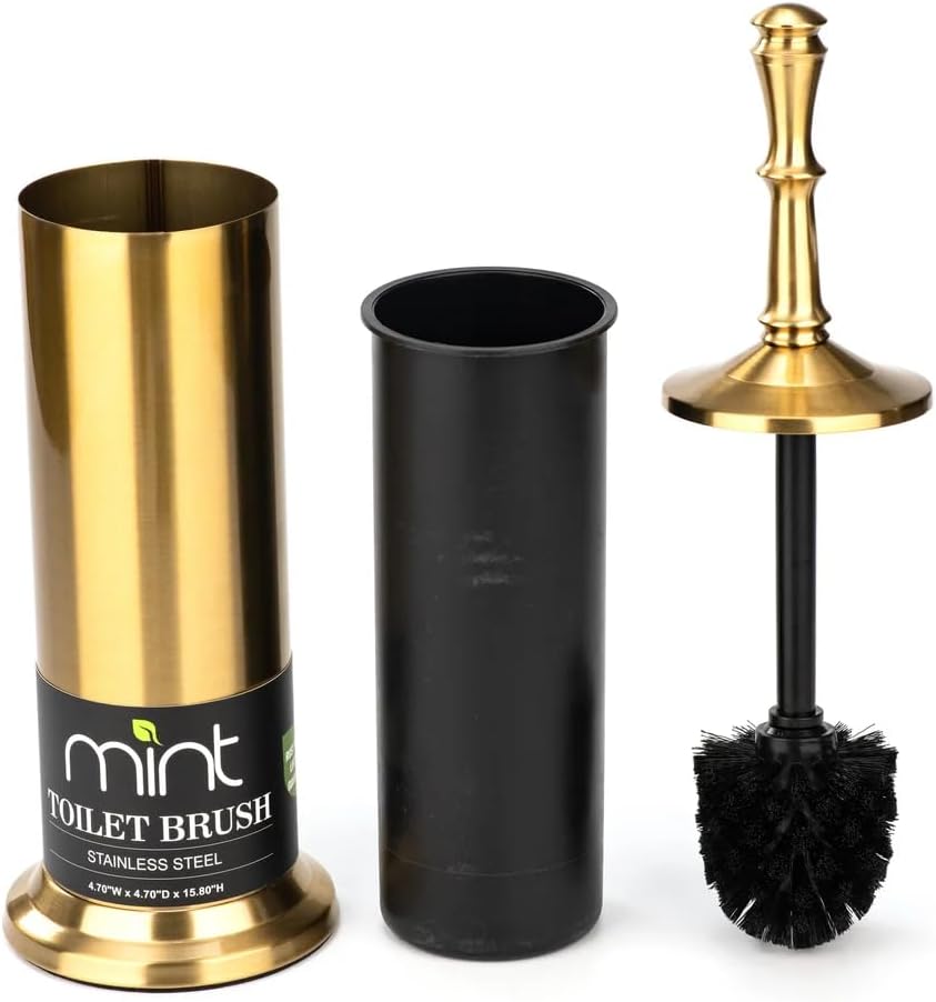 JV Textiles Aged Brass Toilet Brush Set 1