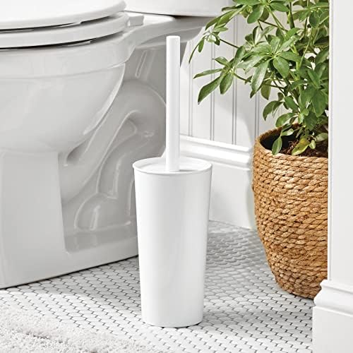 mDesign Toilet Brush and Trash Can Set - White
