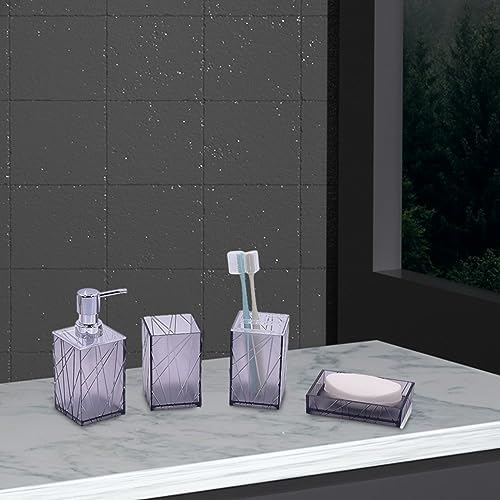 Kakasi 4 Piece Gray Bathroom Accessory Set