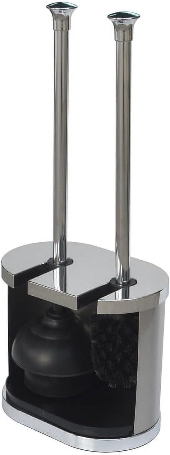 CLMSTE Brushed Nickel Toilet Brush and Plunger Set 1