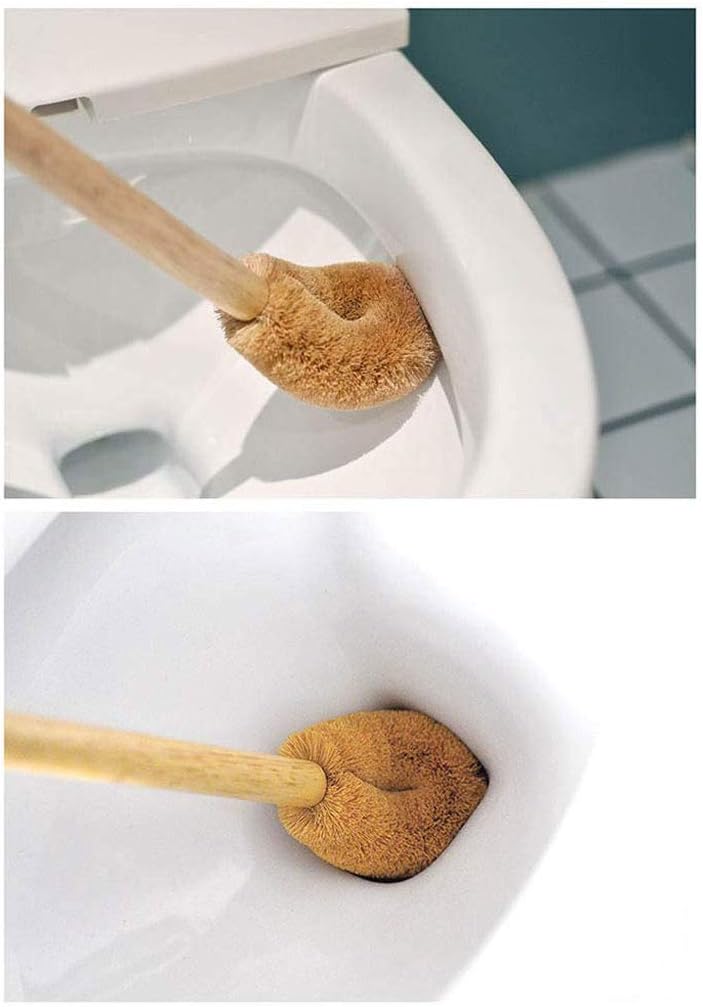 Natural Coconut Fiber Toilet Brush with Wooden Handle