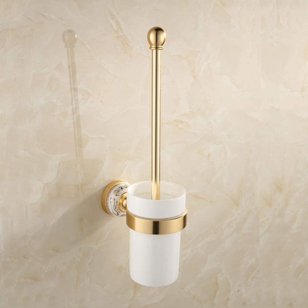 Modern European Toilet Brush Holder with Aluminum Ceramic Brush - Gold