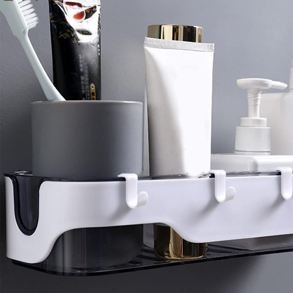 ANNBKA Wall-Mounted Shower Caddy with Hooks and Drainage 1