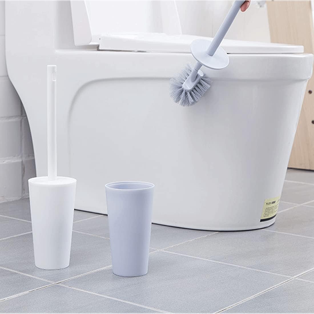 GYDMEG Toilet Bowl Brush with Holder and Cover Lid White