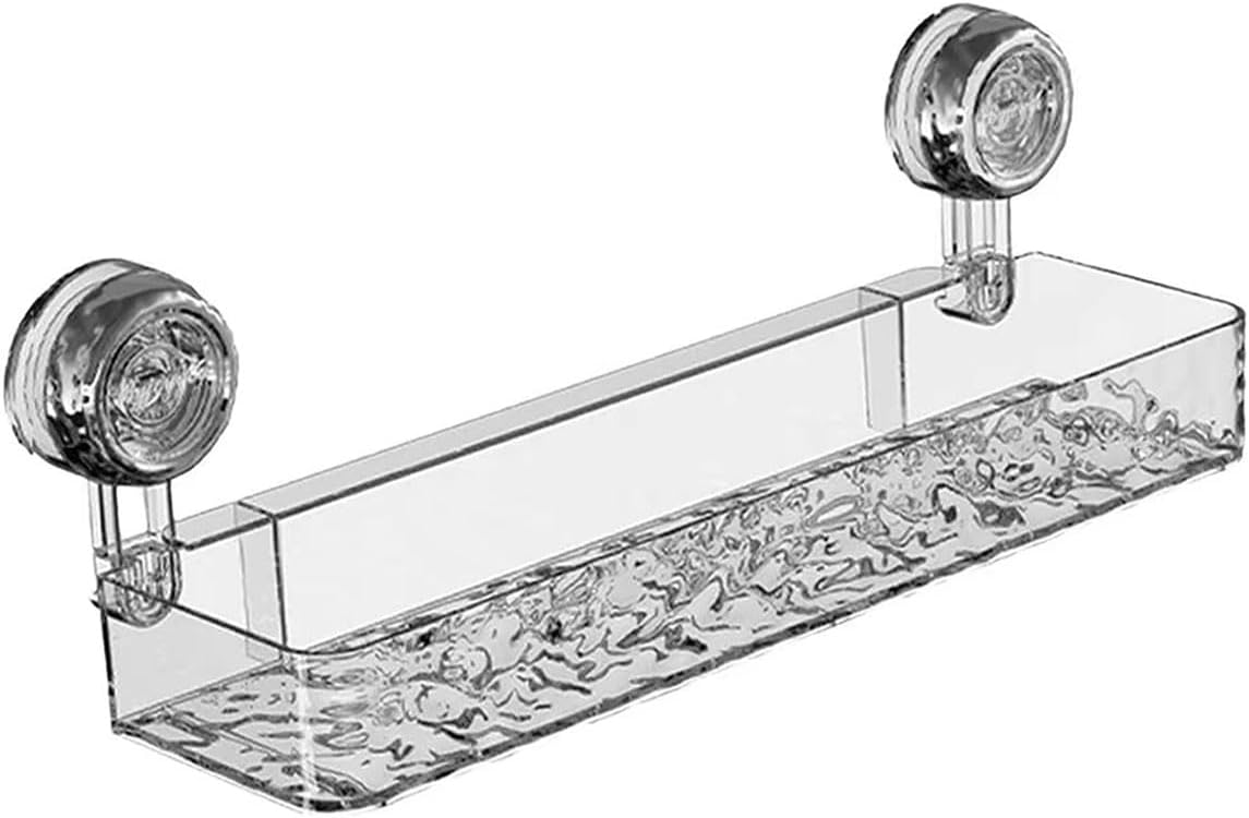 VSERM Clear Suction Cup Storage Shelf No Drill Bathroom Caddy 1pc Rectangle