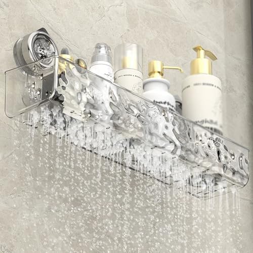 VSERM Clear Suction Cup Storage Shelf No Drill Bathroom Caddy 1pc Rectangle