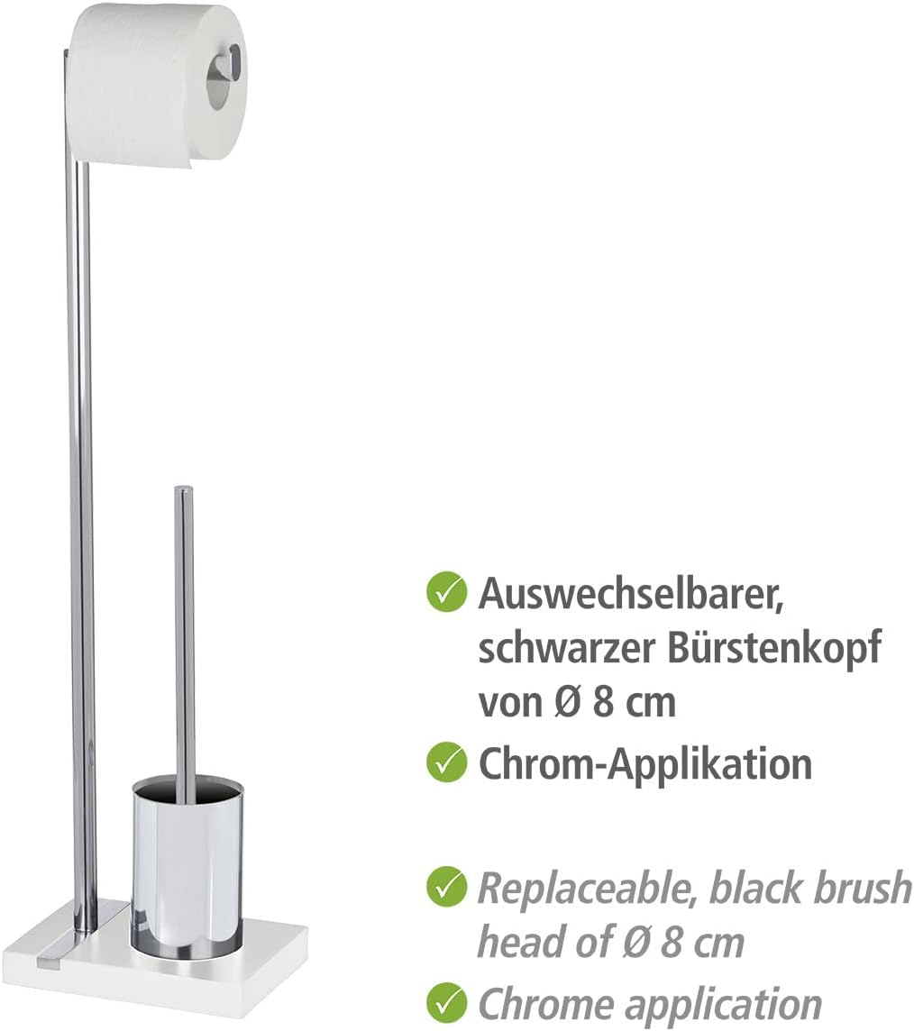 WENKO 20486100 Toilet Brush with Roll Holder Noble White