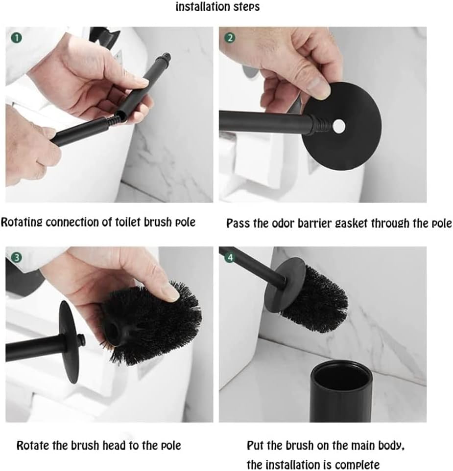 KAAZEE Toilet Brush Set with Holder - Durable Compact for Small Bathrooms