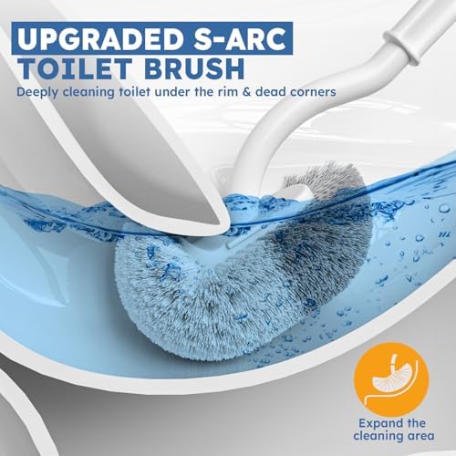 TRENTI Toilet Brush 2-Pack Set with Holder and Extra Long Handle