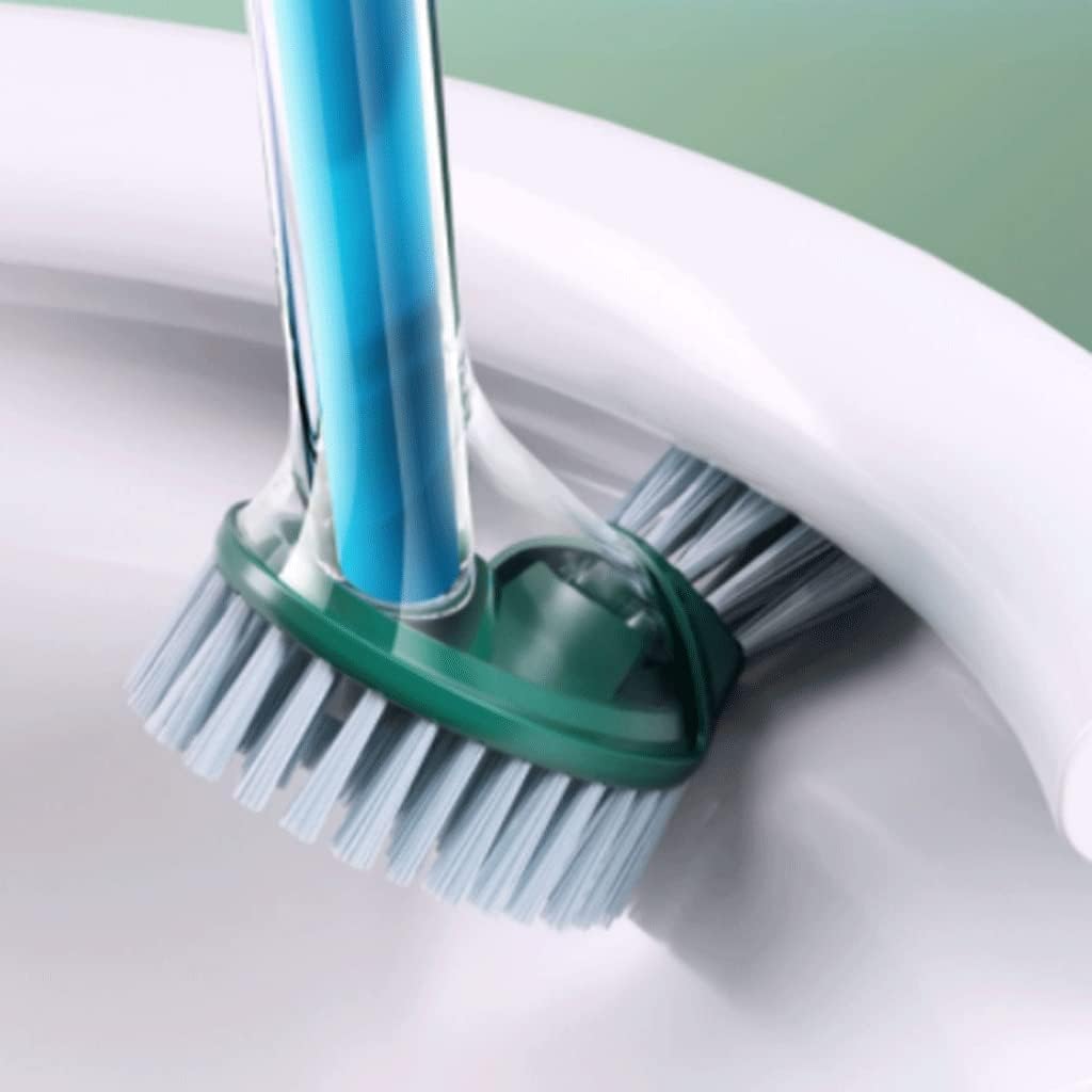 Dual Brush Head ABS Toilet Brush with Retractable Holder Green