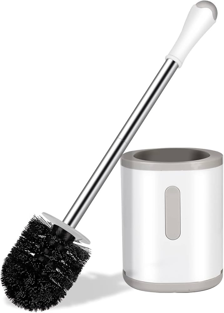 Compact Toilet Brush with Holder and Scrubber