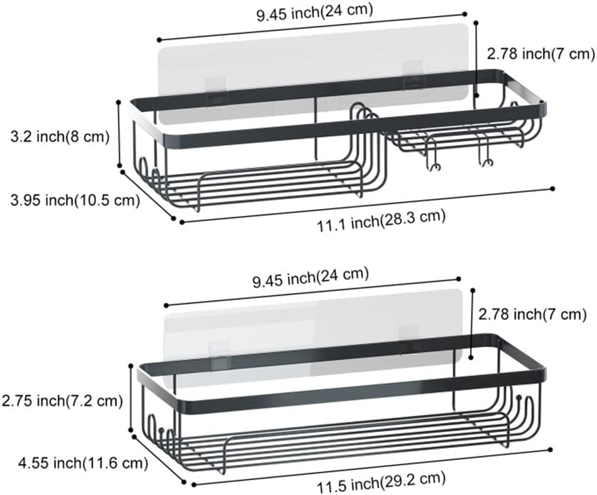 2pcs Shower Shelf Racks Black Set Bathroom Organizer