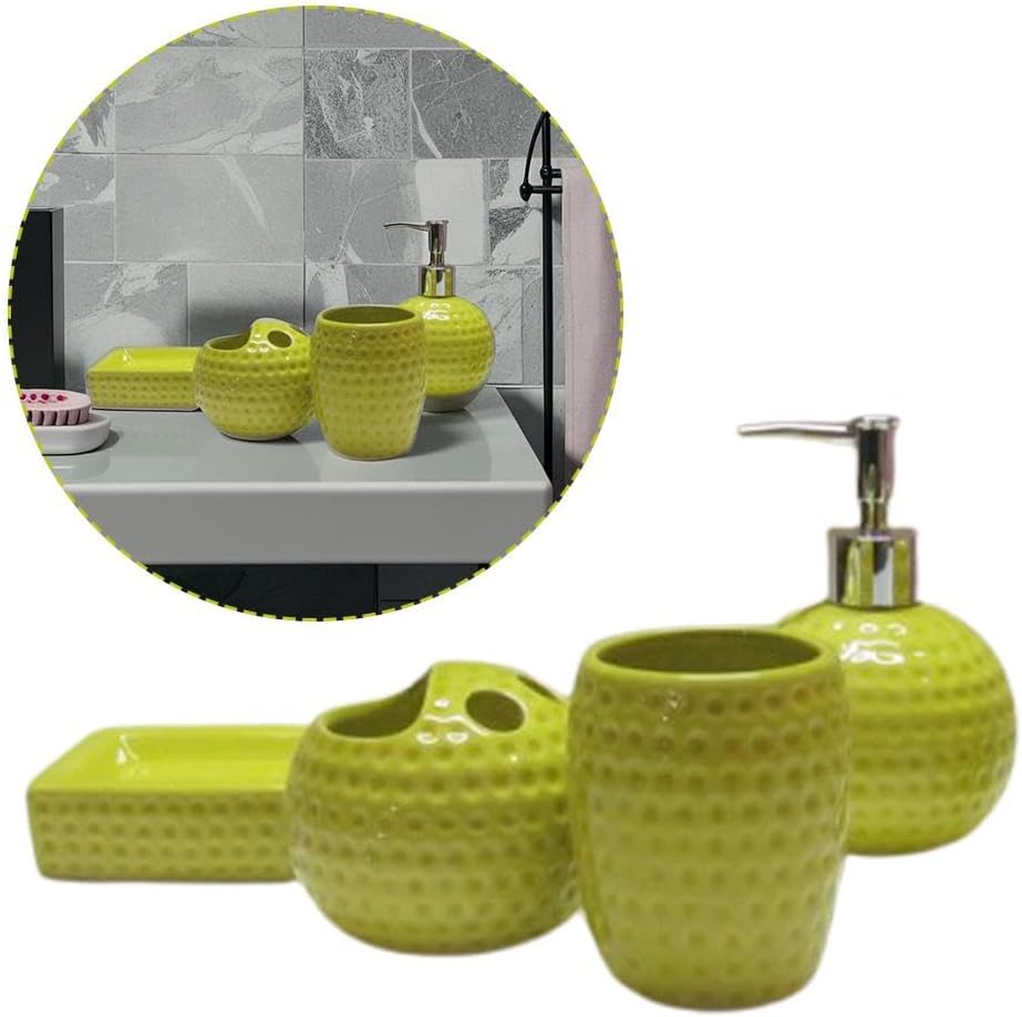 Green Ceramic Bathroom Accessory Set 4Pcs