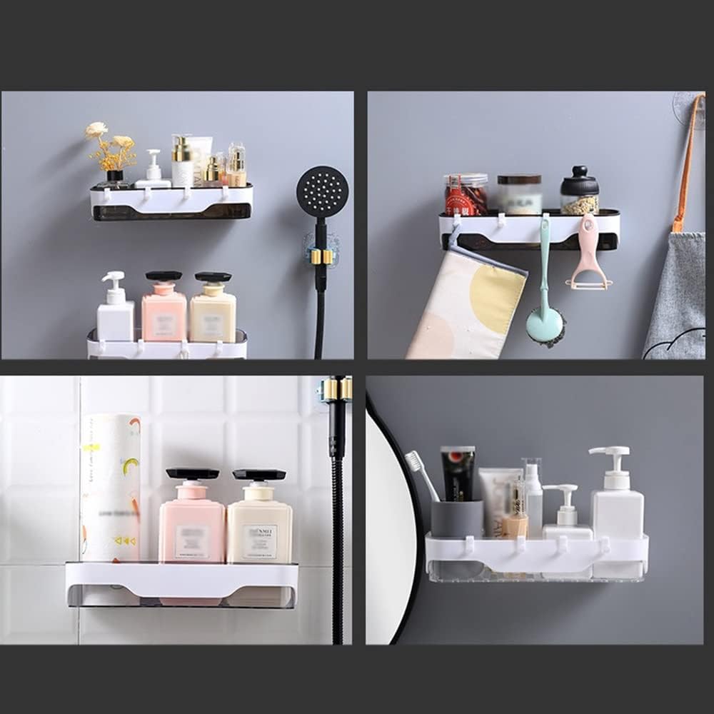 ANNBKA Wall-Mounted Shower Caddy with Hooks and Drainage 1