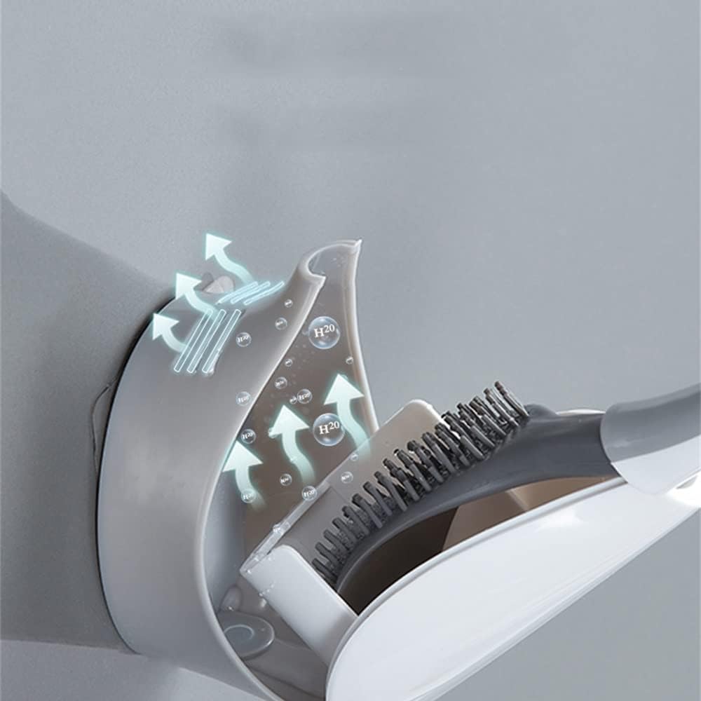 Toilet Brush with Wall Mount and Soft Silicone Bristles