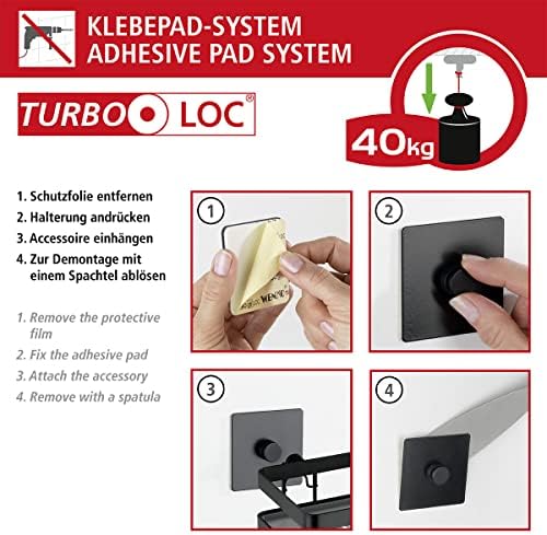 WENKO Turbo-Loc Toilet Brush Holder Set Black
