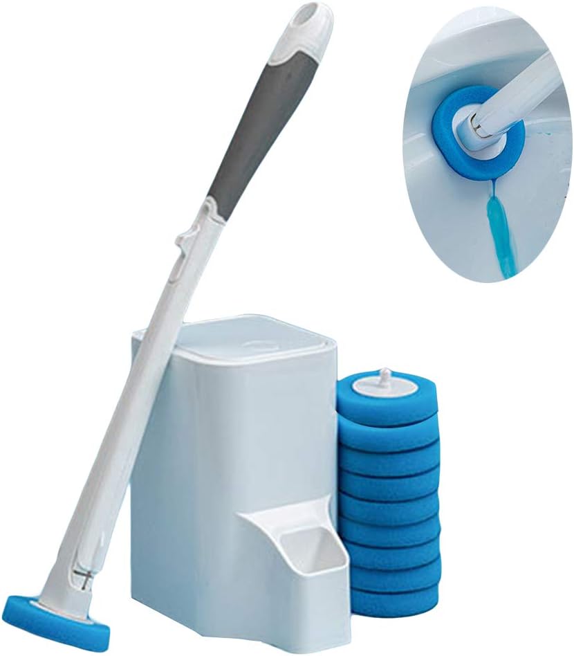 Disposable Toilet Wand Cleaning System with 10 Brush Heads