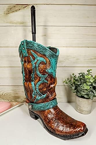 Ebros Rustic Western Cowboy Boot Toilet Brush Set 2 Piece