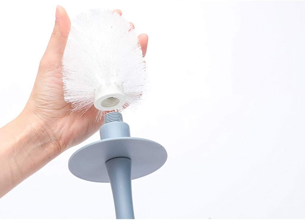Toilet Brush with Bracket Spherical Nylon Head Replaceable Easy to Use Space Saving