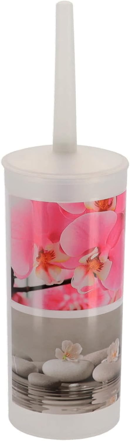 Orchid Print Toilet Brush with Holder Set