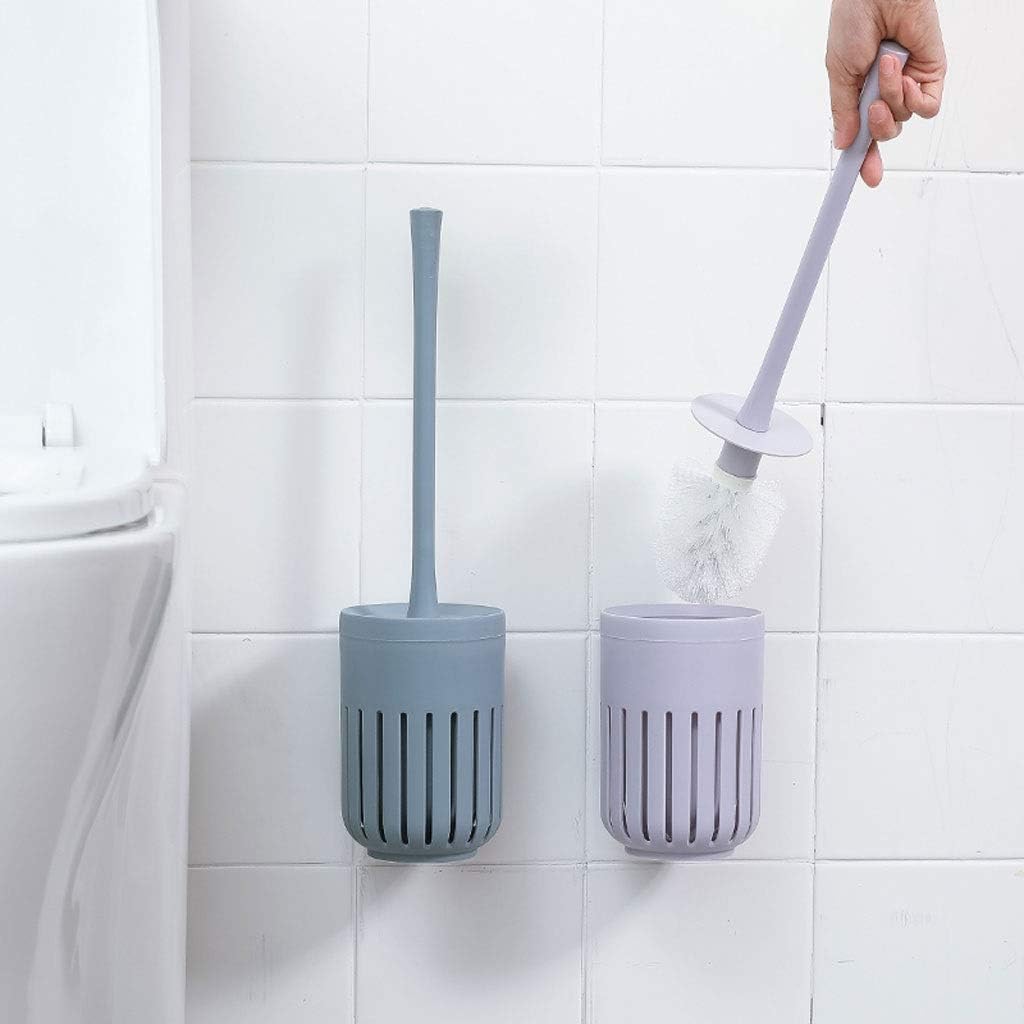 Toilet Brush with Bracket Spherical Nylon Head Replaceable Easy to Use Space Saving