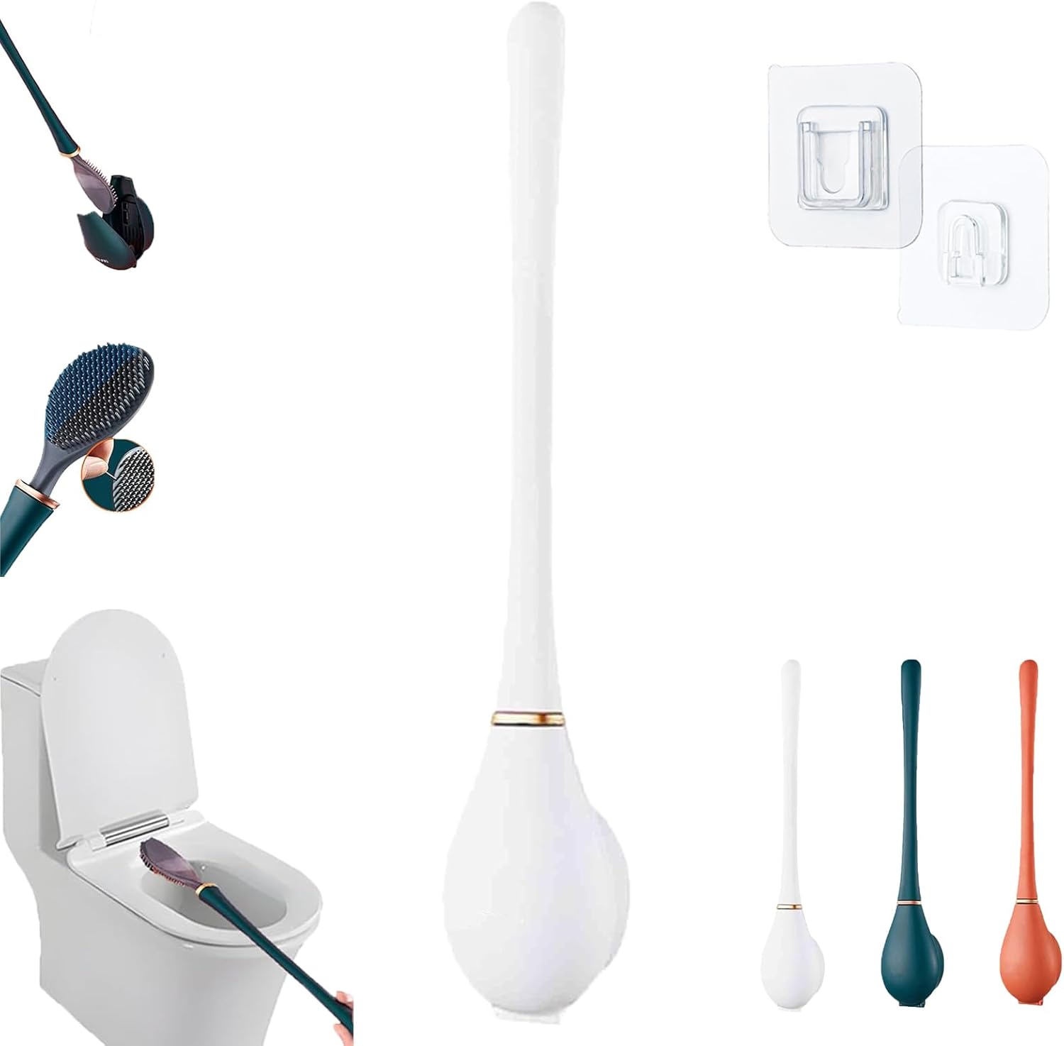 EZGHAR Modern Flexible Silicone Toilet Brush Set
