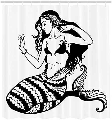 Ambesonne Underwater Mermaid Shower Curtain Set with Hooks