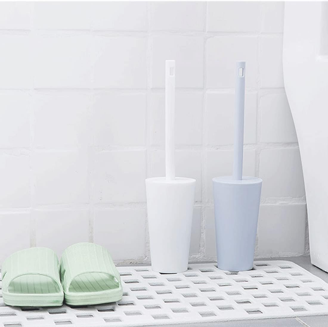 GYDMEG Toilet Bowl Brush with Holder and Cover Lid White