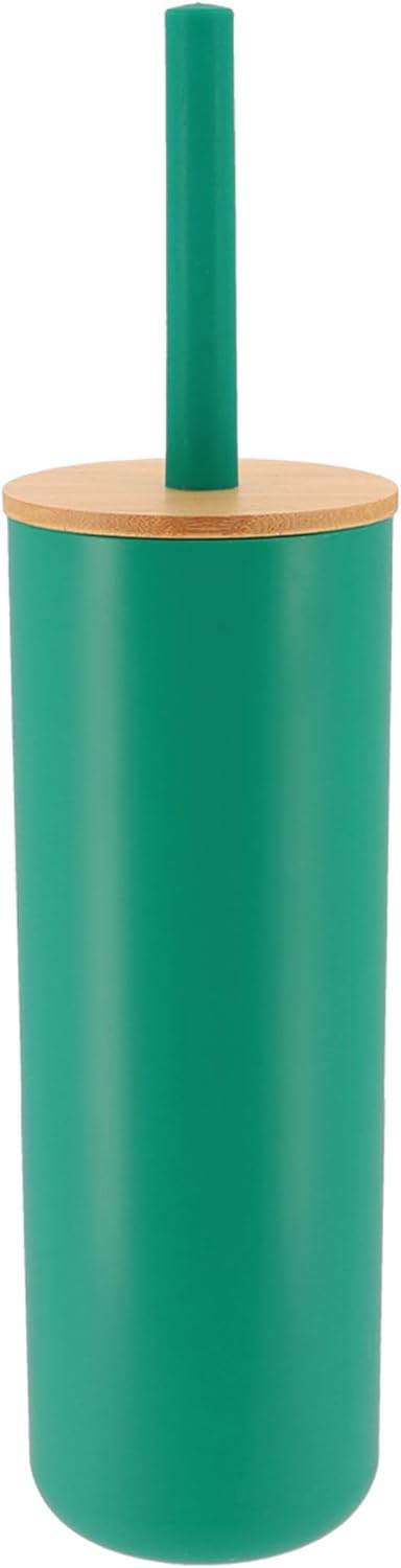 Green Toilet Brush with Bamboo Holder - Eco-Friendly Bathroom Accessory