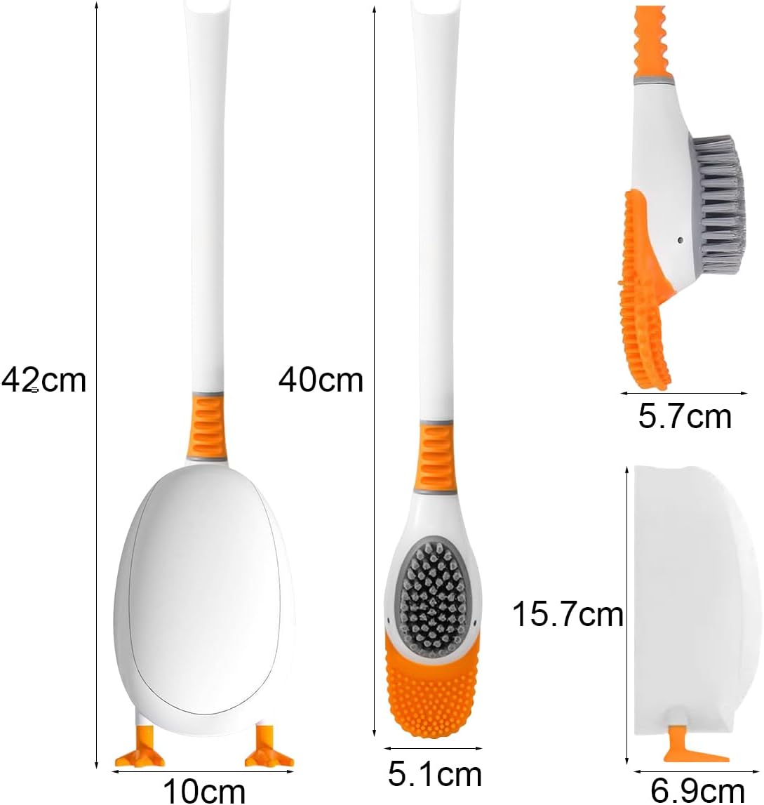 Diving Duck Toilet Brush with Wall Holder Silicone and TPR Design