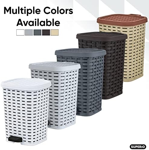 Superio Bathroom Trash Can and Toilet Brush Set 15 Gallon Brown